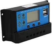 Solar Charge Controller 30A, 12V/ 24V Solar Panel Charge Controller Intelligent Regulator, Multi-Function Adjustable LCD Display with 5V Dual USB Port Timer Setting PWM Auto Parameter