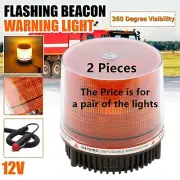 2PCS Emergency Car Beacon Strobe Amber LED Light Flashing Warning Rotating Lamp