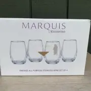 Waterford Marquis All Purpose Stemless Wine Glasses, Set Of 4 Glasses 5” Tall