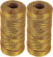 BCOATH 2 Rolls Metallic Present Wrapping Ropes Decorative Binding Line for Present Bags DIY Craft and Holiday Decoration Durable and Portable