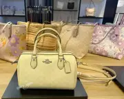 NWT Coach Rowan Satchel Bag In Signature Canvas CV961 Silver /Hay