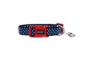 Doog Neoprene Antibacterial Dog Collar with Clip - Stella - Navy with White Spots [Size: Small]