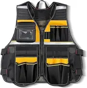 [MISSLO] Tool Vest Reflective Safety, 17 Pockets, Adjustable Construction Work Tool Vest for Men Electrician Carpenters Handyman