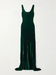 [Saloni] Saloni - Asher Velvet Gown - Emerald - UK 14 UK 14 Green