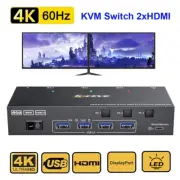 HDMI KVM Switch Dual Monitor 4K@60Hz USB KVM Switcher 4 Port for 3 Computers