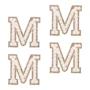 10Pcs Iron on Letters Patch,4.5cm Self Adhesive Patches for Bags(White Gold)