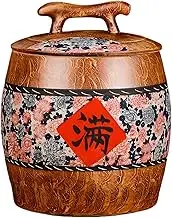 Snaweo Ceramic Rice Bucket with Lid Rice, Grain Storage Rice Storage Container, Large Rice Storage Box for Beans Corns Wheat Oatmeal Grain Storage jar(15kg)