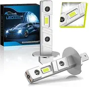 H1 LED Headlight Bulbs,16000LM 6500K Cool White,H1 Headlight for Car High or Low Beam Conversion Kit,IP68 Waterproof Plug and Play,2 H1 Headlight Bulbs