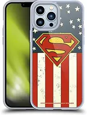 Head Case Designs Officially Licensed Superman DC Comics U.S. Flag Logos Gel Case [Military Grade Protection] Compatible with Apple iPhone 13 Pro Max