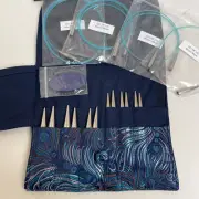 HiyaHiya 4" Steel Large nterchangeable Needles Set w/ Blue Peacock Feather Case