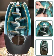 Smoke Backflow Mountain Waterfall Ceramic Incense Burner Holder 110 Cones