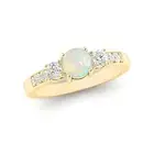 Opal & Diamond Solid 14k Gold October Birthstone Promise Ring #1001