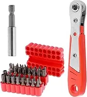 34Pcs Security Bit Set Metal Safety Screwdriver Bit Set with Ratchet Screwdriver Sturdy Torx Safety Bits Metric and Hex Safety Bit Torque Security Bit Wrench and Triangle Bit Set