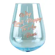 2pc Why Limit Happy To An Hour 13cm/600ml Stemless Glass Cocktail Drinking Set