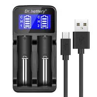 在飛比找Yahoo奇摩購物中心優惠-Dr.battery電池王 液晶雙槽LCD-18650鋰電池