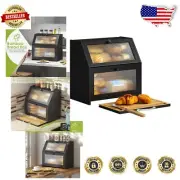 Oversized Bamboo Bread Box with Cutting Board & Knife: Elegant Kitchen Organizer