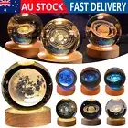 3D Moon Planet Globe Galaxy Night Light USB LED Crystal Ball Table Bedside Lamp