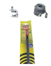 NEW FIRESTIK KW3 B 3FT BLACK CB ANTENNA, 18FT RG8X COAX, BRACKET & STUD