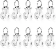 Vin Beauty 10 Pcs Curtain Track Rollers, Aluminium Alloy Heavy-Duty Curtain Rail Pulleys Runners, Curtain Mute Wheel Rollers Hook Ball Pulley, Curtain Rail Curtain Track Pulley