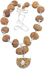 [Generic] Ganesha Arts Siddha Mala Rudraksha in Silver with Silver Chain (1-14 Mukhi, Ganesh, Gaurishankar 2 Mukhi Indian) Nepal Origin Small Size Beads IGL Lab Certified