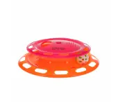 Scream Single Layer Orb Tower with Spin Top Cat Toy Loud Pink & Orange