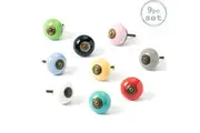 Nicola Spring Ceramic Cupboard Drawer Handle Knobs - Set of 9 Different Colours