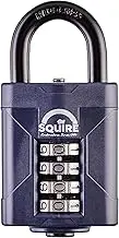 Squire Heavy Duty Padlock (CP50) - Toughest Steel Shackle - 4 Wheel Combination Padlock - Alloy Steel for Corrosion Resistance - Weatherproof Lock for Home, School & Garage (Blue, 2")