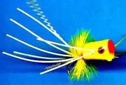 YELLOW Bass / Bream Popper Fly Fishing Flies - Your Choice of Hook Size & Qty