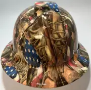 New Full Brim Vented Hard Hat Custom Hydro Dipped MILITARY VETERAN BOOTS & FLAG