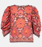 [Farm Rio] Farm Rio Gigi Tapestry floral cotton blouse AU 6 red