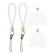 2 Pcs Phone Lanyard, Nylon Detachable Wrist Strap with Phone Patches, White