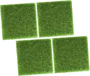 4pcs Lifelike Artificial Turf Grass Tiles DIY Simulated Grass Mat for Patio No Maintenance Landscape Decor