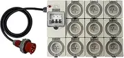 CEEform Power Board 5 Pin 16 Amp Three Phase to 10 x 3 Pin 15 Amp Single Phase Outlet RCBO Protected
