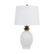 Pineapple Table Lamp White & Gold Desk Bedside Reading Light 40x68cm