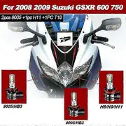 9600LM LED Motorcycle Headlight Kit High Low Beam Park Light Bulbs 4PCS 6000K White for 2008-2009 Suzuki GSXR 600 750 4PC LED WHITE