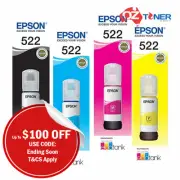 Genuine EPSON T522-BK/C/M/Y Ink Bottle Set->ET1810/ET2811/ET2820/ET4800/ET2810