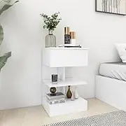 Bedside Cabinet White 40x35x65 cm Engineered Wood,Bedside Tables 14.7KG-808648