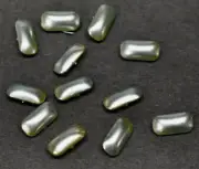 VINTAGE 12 PEARLIZED PEARL MINT GREEN GLASS OCTAGON BUTTON BEAD 10 by 5mm