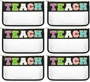 zaqwsx 6 Pcs Chenille Letter Bag Bulk Teacher Appreciation Gifts Preppy Patch Makeup Bag Flat Clear Pouch Teacher Must Haves