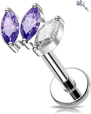 [OUFER] 16G Cartilage Ear Piercing Titanium G23 Helix Ring Internal Thread Conch Piercing 8 mm Ear Piercing Helix Purple CZ Body Piercing Helix Earring Labret Piercing
