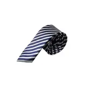 Mens Navy, White & Black Striped 5Cm Skinny Neck Tie