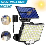 Split 106 LED Solar Motion Sensor Light Outdoor Garden Wall Security Flood Lamp