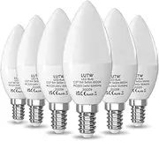 LUTW E14 LED Light Bulb Cool White, 40W SES Bulb Equivalent Candle Bulb, 5W 545lm 6500K 160°Beam Angle C37 Screw Light Bulbs, Non-dimmable, Pack of 6