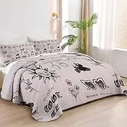 Allenjoy Queen Size Dream Pop Artist Quilt Bedspreads Melancholic Storyteller Bed Set Bedding Coverlet Fabric Washable with 2 Pillow Shams SC00171-007