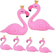 Gogogmee 6pcs Miniature Flamingo Figurines Crown Flamingo Garden Statues for Home Decor Table Centerpieces Charming Ornament