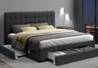 Contempory Modern Queen Bed Bed Frame And Mattress Base with 4 Storage Drawers