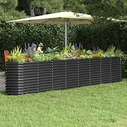 Garden Raised Bed Powder Coated Steel 332x40x68 cm Anthracite Planter Box