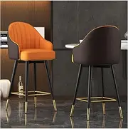 Leather Swivel Counter Height Bar Stools with Back and Footrest 360° Rotation Barstools for Kitchen Island Dining Room Coffee Breakfast Area