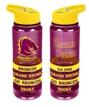 Brisbane Broncos NRL Tritan Drink Bottle with Bands