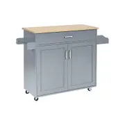 Costway Mobile Kitchen Island Trolley Sideboard w/Spice Rack Grey
